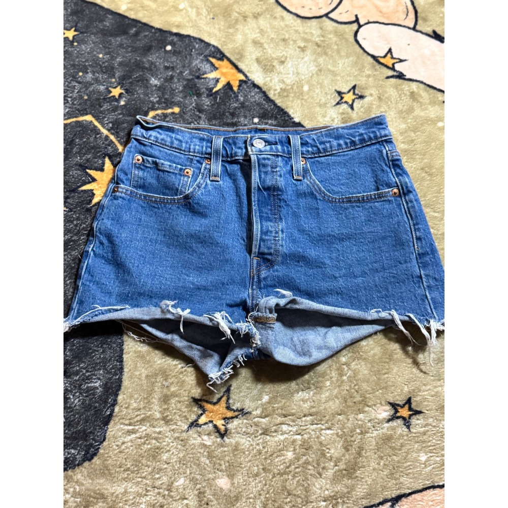 Levi's Womens Denim Shorts Frayed Hem Blue Jean Shorts Size 27